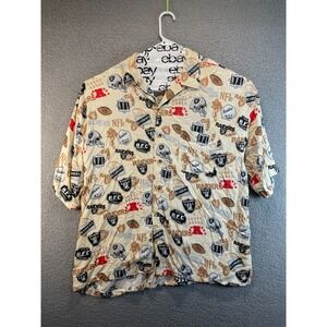 NFL Oakland Raiders Chest Pocket Short Sleeve Men's Shirt‎ 100% Rayon Size 2XL